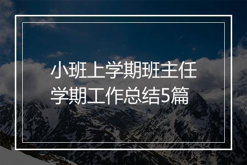 小班上学期班主任学期工作总结5篇