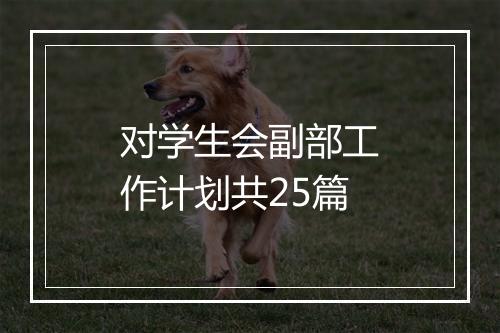对学生会副部工作计划共25篇