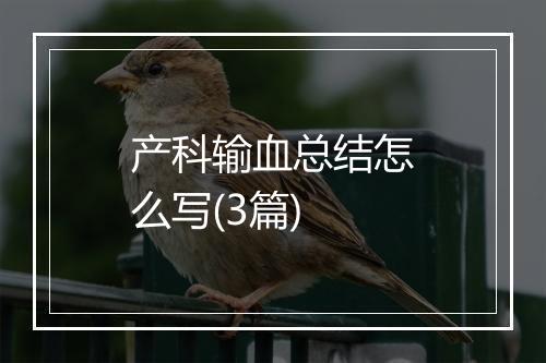 产科输血总结怎么写(3篇)