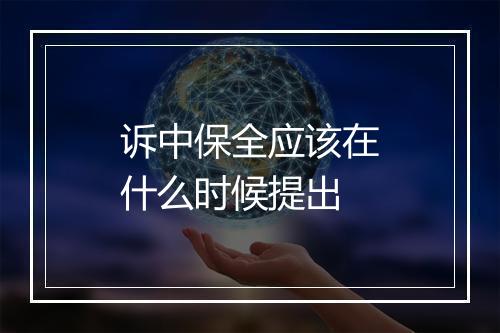 诉中保全应该在什么时候提出