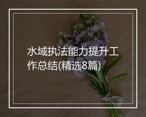 水域执法能力提升工作总结(精选8篇)