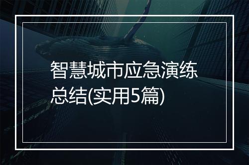 智慧城市应急演练总结(实用5篇)