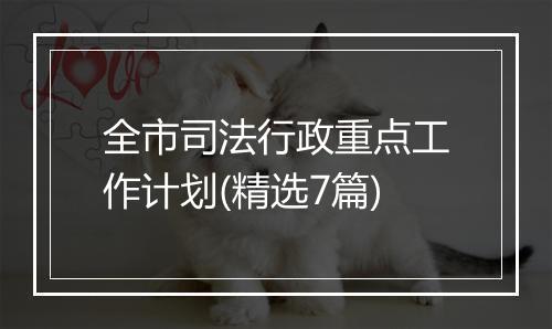 全市司法行政重点工作计划(精选7篇)