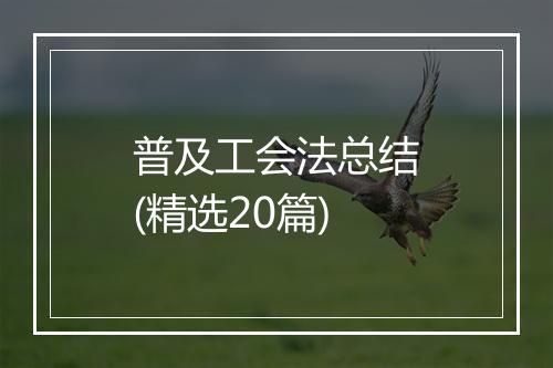 普及工会法总结(精选20篇)