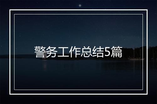 警务工作总结5篇