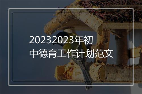20232023年初中德育工作计划范文