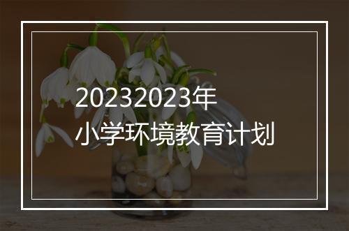 20232023年小学环境教育计划