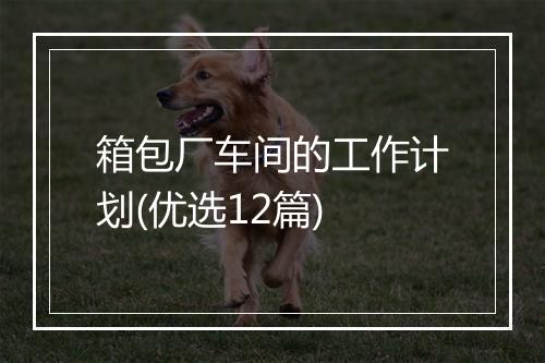 箱包厂车间的工作计划(优选12篇)