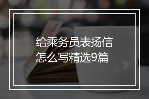 给乘务员表扬信怎么写精选9篇