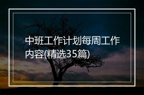 中班工作计划每周工作内容(精选35篇)