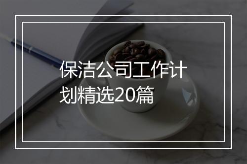 保洁公司工作计划精选20篇