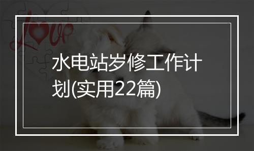 水电站岁修工作计划(实用22篇)