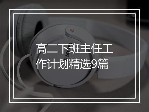 高二下班主任工作计划精选9篇