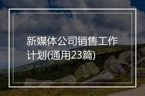 新媒体公司销售工作计划(通用23篇)