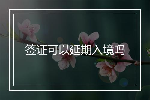 签证可以延期入境吗