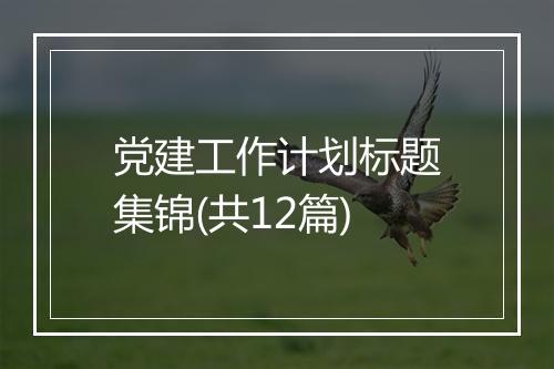 党建工作计划标题集锦(共12篇)