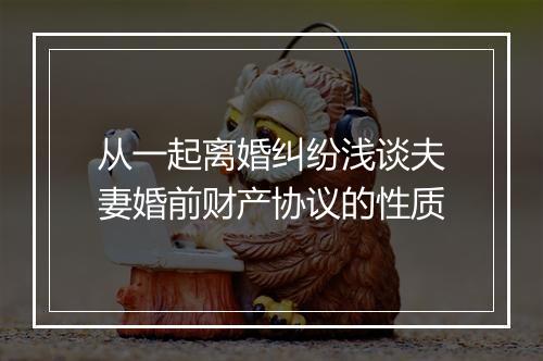 从一起离婚纠纷浅谈夫妻婚前财产协议的性质
