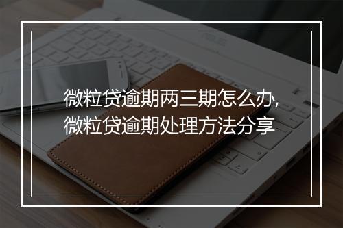 微粒贷逾期两三期怎么办,微粒贷逾期处理方法分享