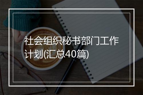 社会组织秘书部门工作计划(汇总40篇)