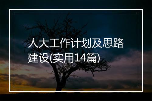 人大工作计划及思路建设(实用14篇)