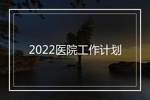 2022医院工作计划