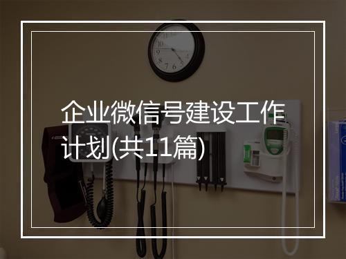 企业微信号建设工作计划(共11篇)