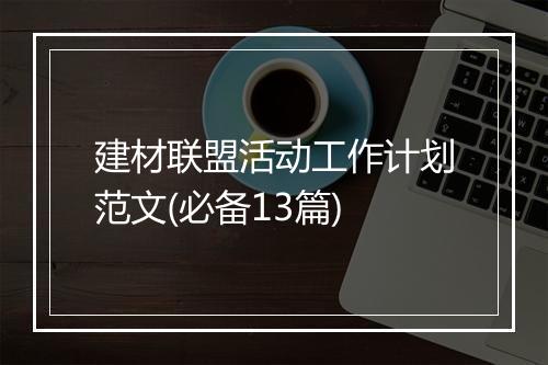 建材联盟活动工作计划范文(必备13篇)