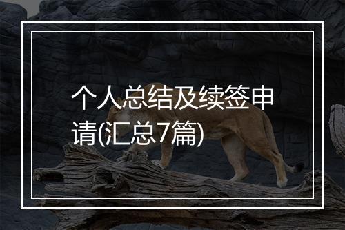 个人总结及续签申请(汇总7篇)