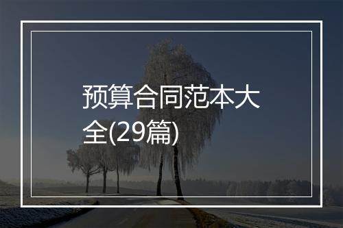 预算合同范本大全(29篇)