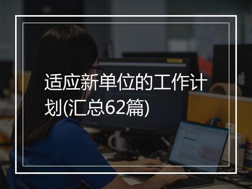 适应新单位的工作计划(汇总62篇)