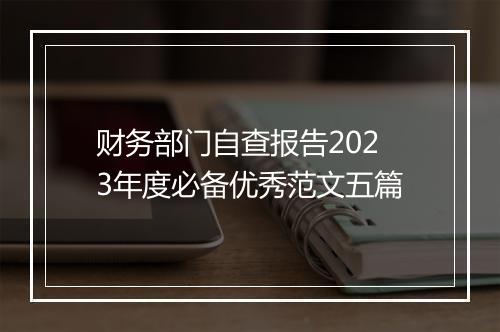 财务部门自查报告2023年度必备优秀范文五篇