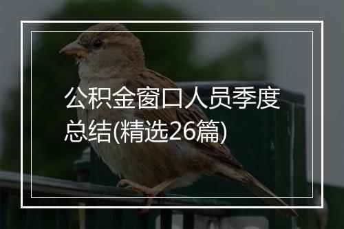 公积金窗口人员季度总结(精选26篇)