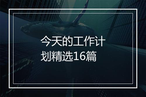 今天的工作计划精选16篇