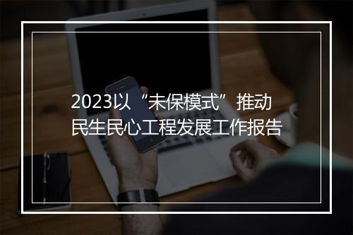 2023以“未保模式”推动民生民心工程发展工作报告