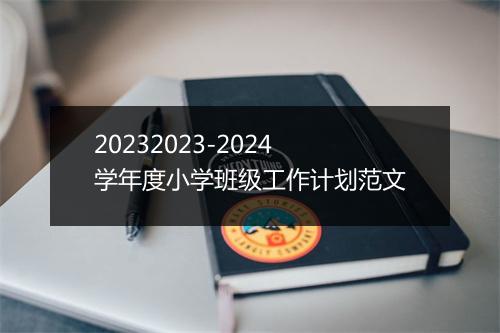 20232023-2024学年度小学班级工作计划范文