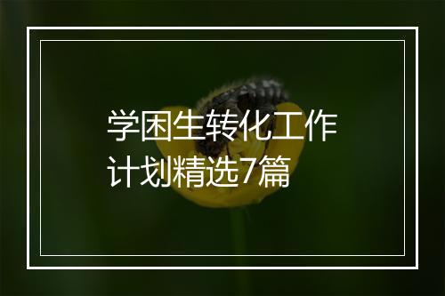 学困生转化工作计划精选7篇