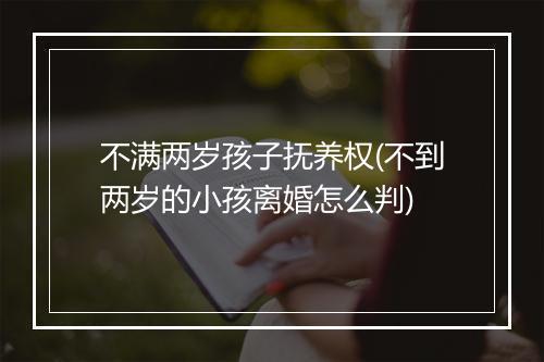 不满两岁孩子抚养权(不到两岁的小孩离婚怎么判)