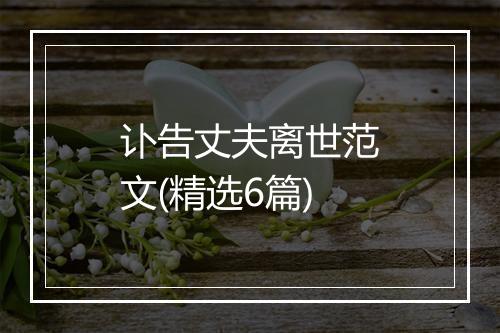 讣告丈夫离世范文(精选6篇)