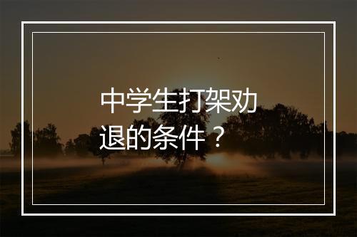 中学生打架劝退的条件？