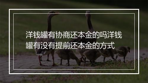洋钱罐有协商还本金的吗洋钱罐有没有提前还本金的方式