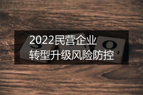 2022民营企业转型升级风险防控