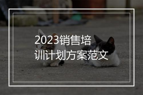 2023销售培训计划方案范文