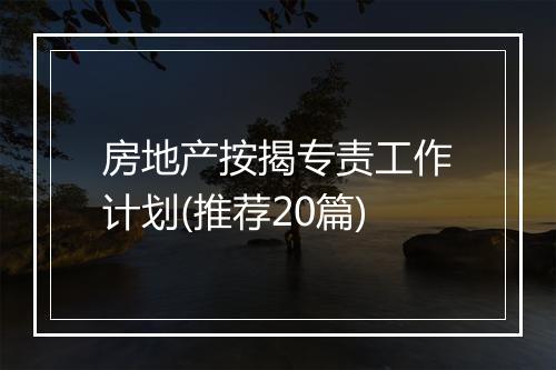 房地产按揭专责工作计划(推荐20篇)