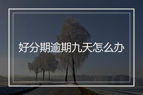 好分期逾期九天怎么办