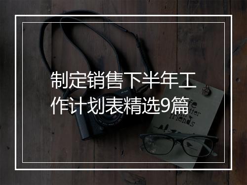制定销售下半年工作计划表精选9篇