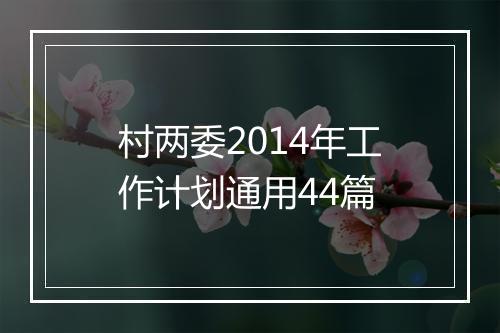 村两委2014年工作计划通用44篇