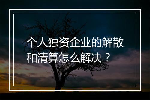 个人独资企业的解散和清算怎么解决？