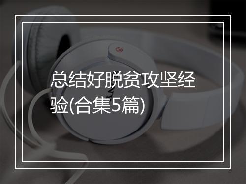 总结好脱贫攻坚经验(合集5篇)