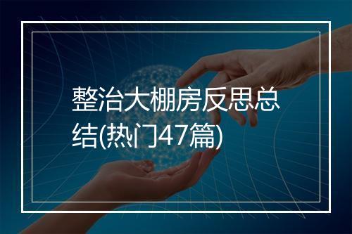 整治大棚房反思总结(热门47篇)
