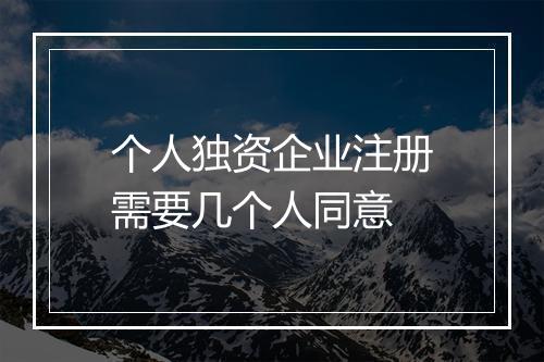 个人独资企业注册需要几个人同意